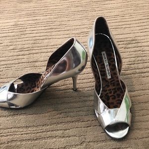 Silver Metallic Manolo Blahnik Pumps